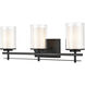 Huderson 3 Light 23 inch Matte Black Vanity Light Wall Light